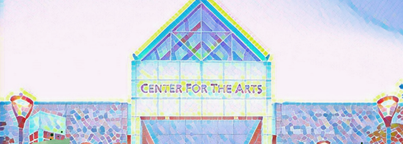 water color art of UB Center for the Arts building with text overlay "Spring into Art Creator Showcase". 