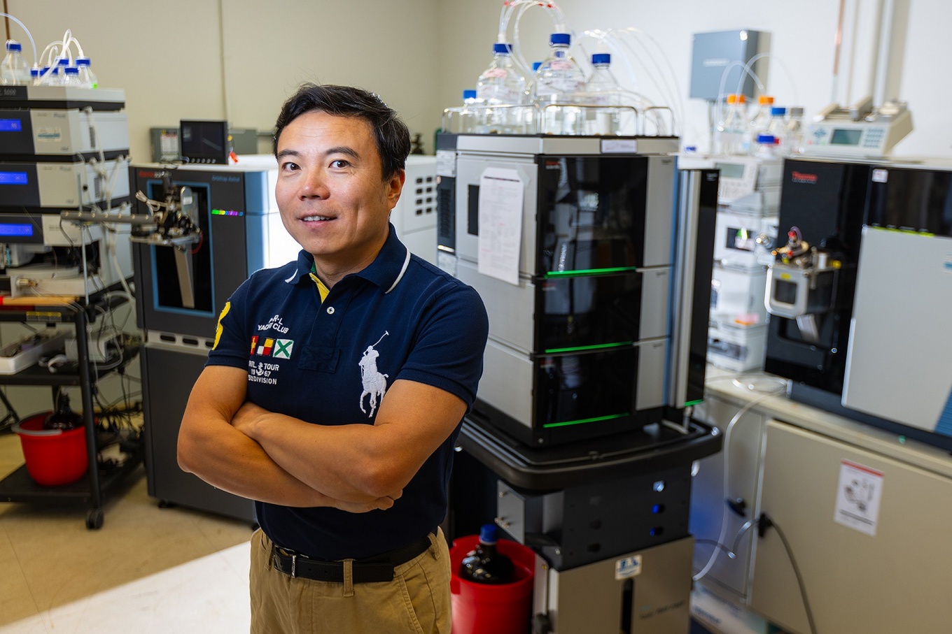 Jun Qu pictured in his pharmacy lab. 