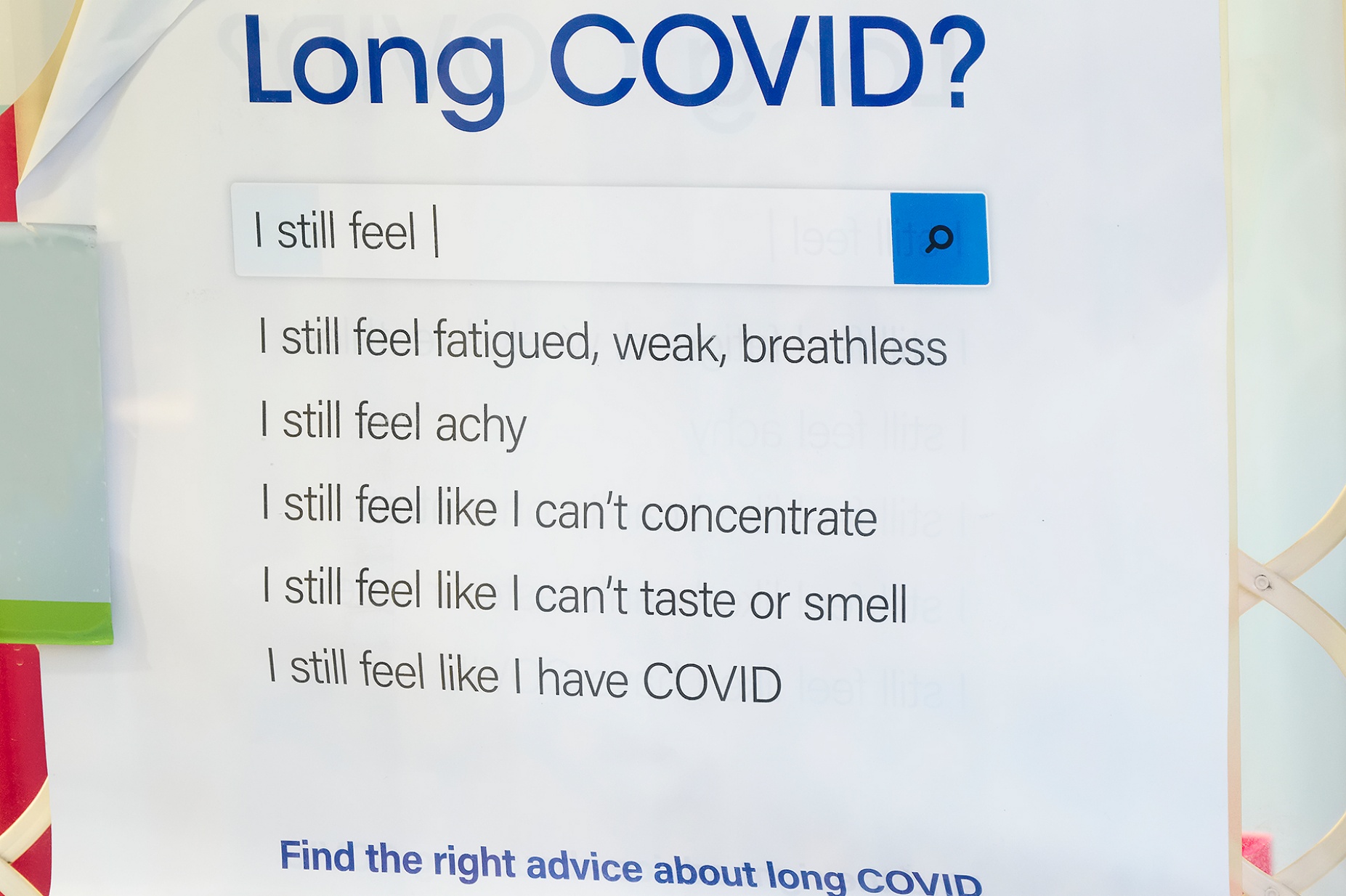 A list of long covid symptoms. 