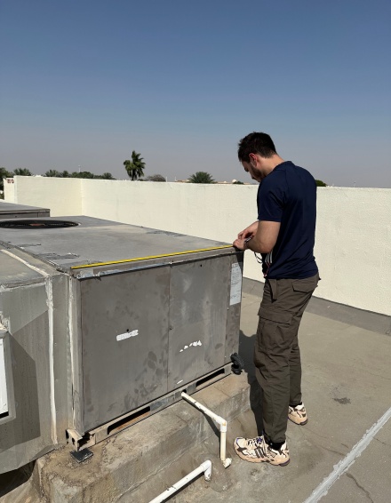 Zoom image: Navarro-Ramos surveys an apartment building in the United Arab Emirates. Photo: Jonathan Navarro-Ramos 
