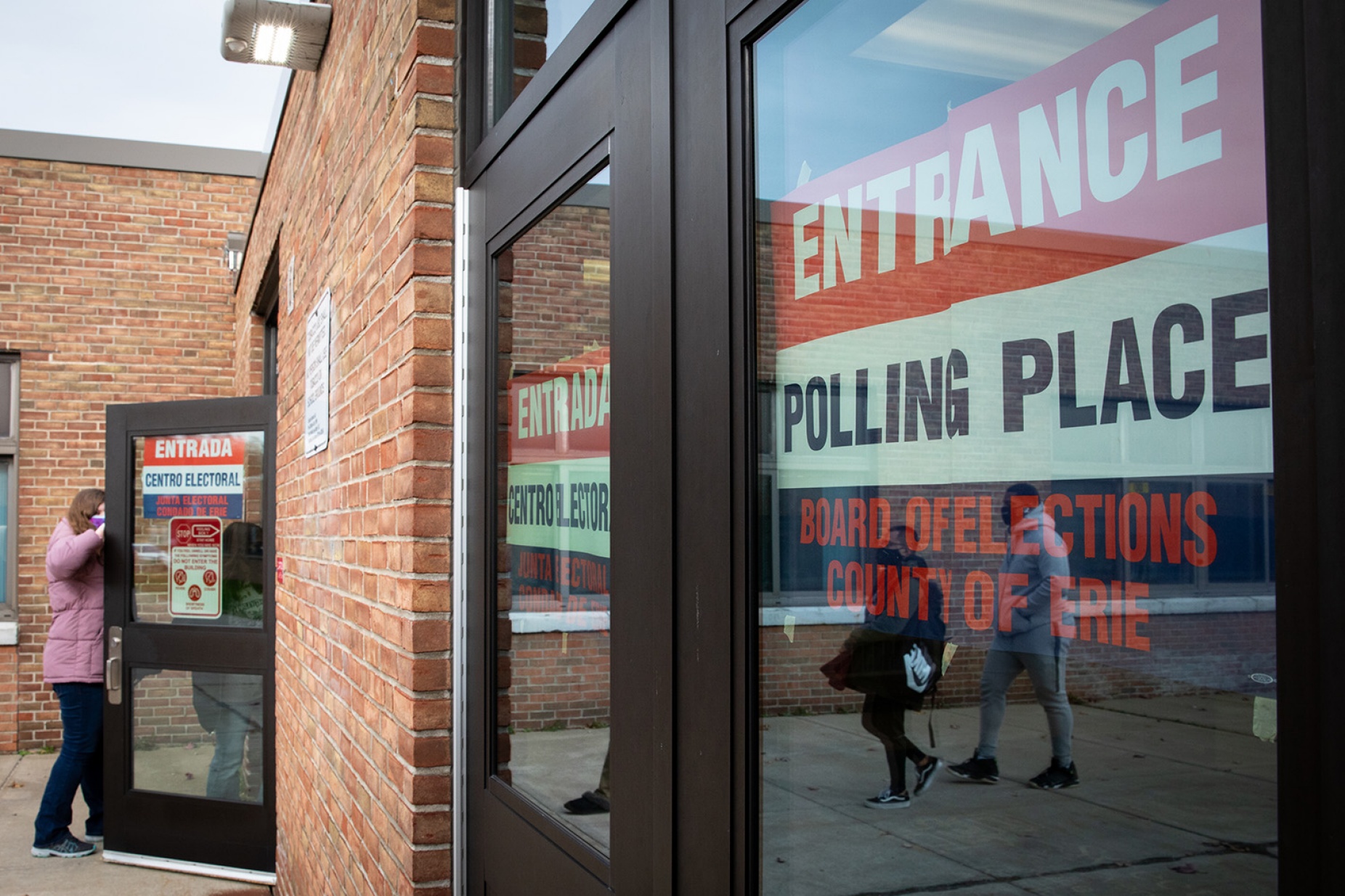 The door to a voting polling place.