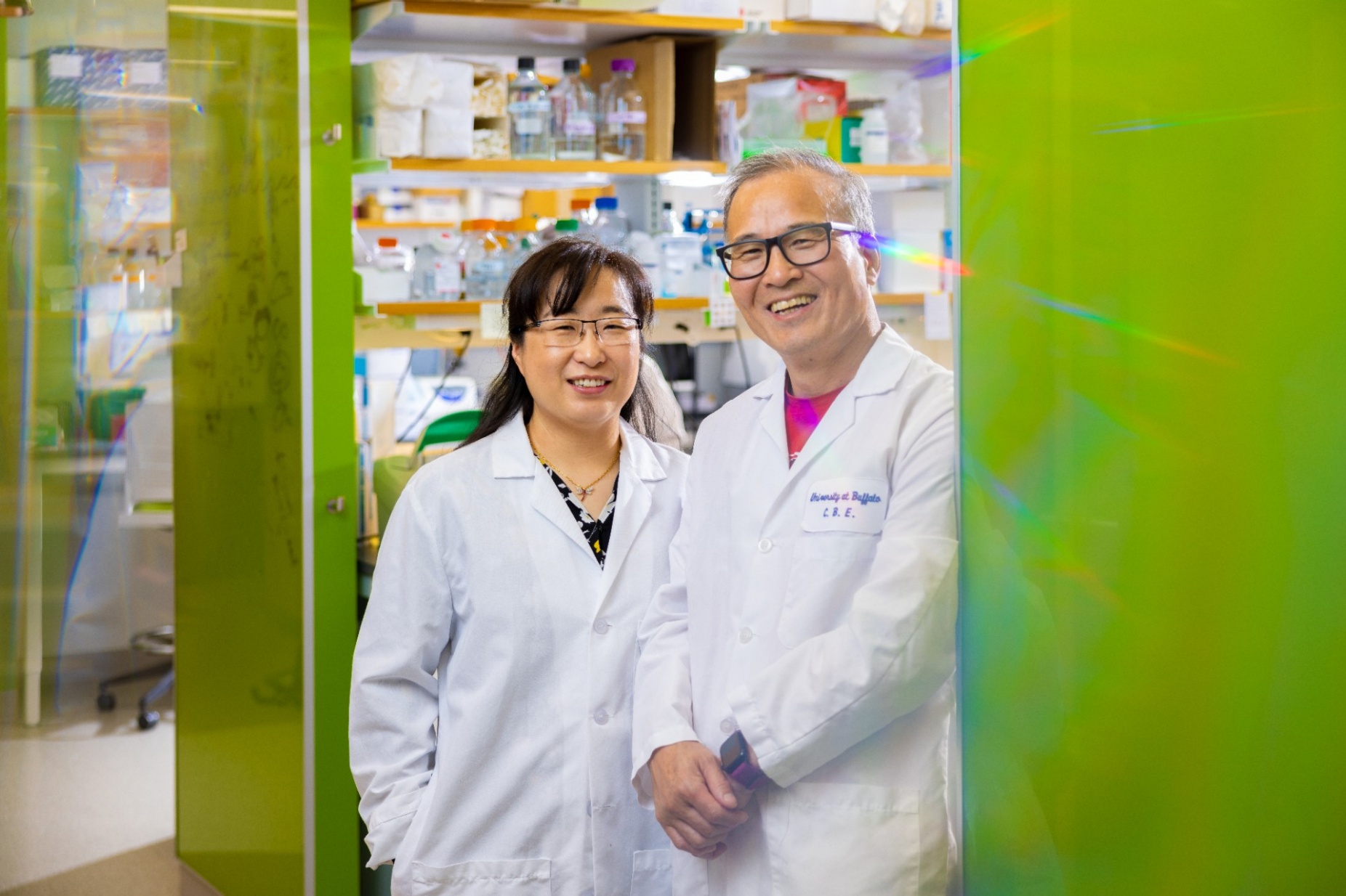 Zoom image: Soo-Kyung and Jae Lee lead the University at Buffalo's FOXG1 Research Center. Photo: Douglas Levere/University at Buffalo 