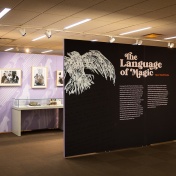 View of the new Poetry Collection exhibit titled "The Language of Magic.". 