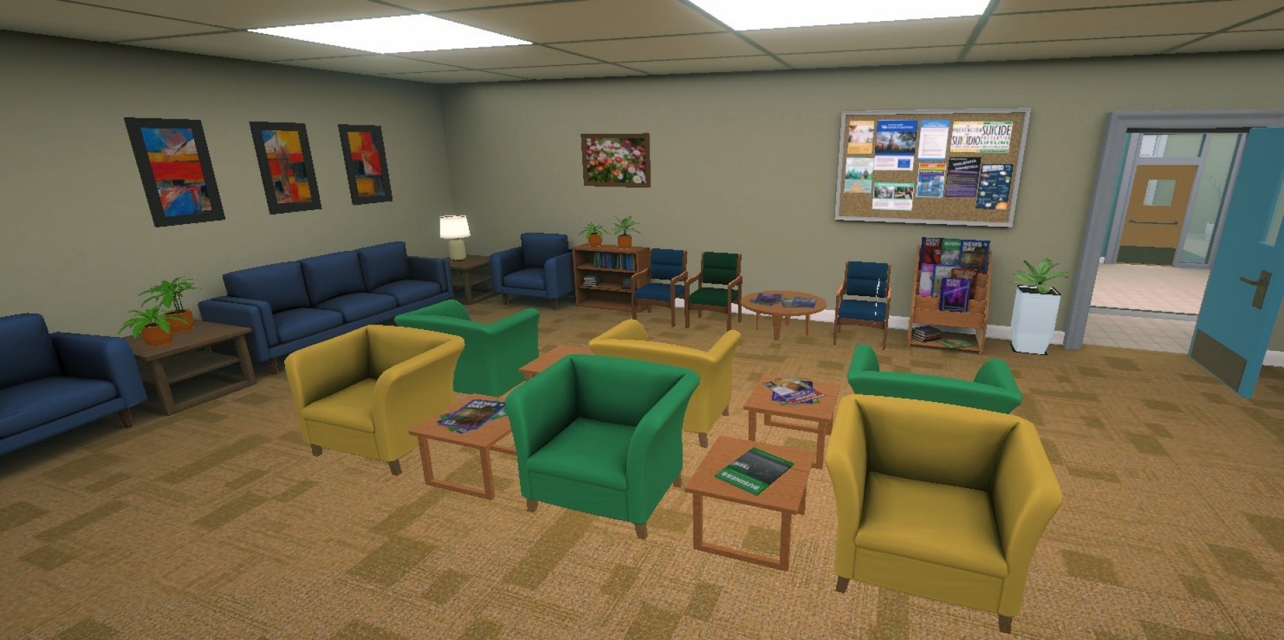 Zoom image: Screenshot of the virtual reality app called &quot;Trauma-Informed Spaces,&quot; developed by the UB School of Social Work. 