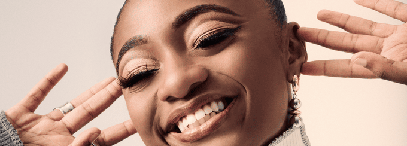 Samara Joy portrait on an ivory background. 