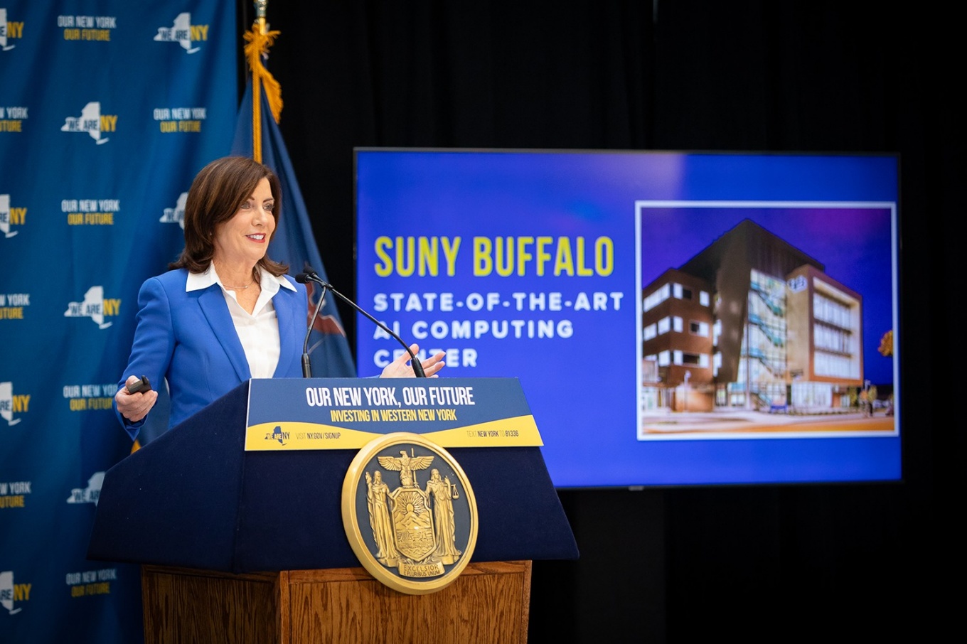 Zoom image: Gov. Kathy Hochul announces UB as the home for Empire AI. Photo: Meredith Forrest Kulwicki 
