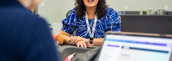 Zoom image: Hadar Borden, director of the UB CoLab, says the organizations that partnered with UB on the sophomore externship program went “above and beyond” to provide students with a transformative summer experience. Photo: Meredith Forrest Kulwicki 