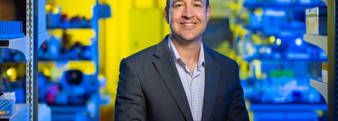 Zoom image: Jonathan Lovell in his lab at Bonner Hall. Photo: Douglas Levere/University at Buffalo. 