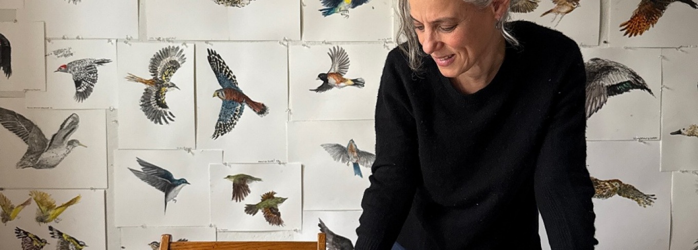 Zoom image: Joan Linder, in her studio. Photo: Liz Linder Photography. 