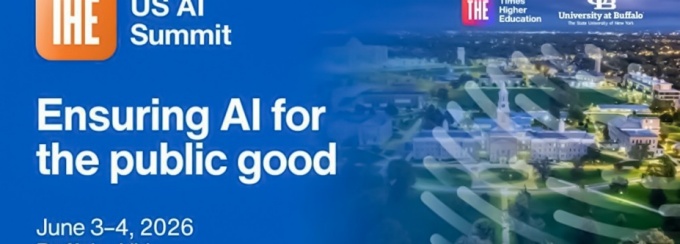 Promotional graphic for the IHE US AI Summit, "Ensuring AI for the Public Good," to be held June 3-4, 2026 in Buffalo NY.