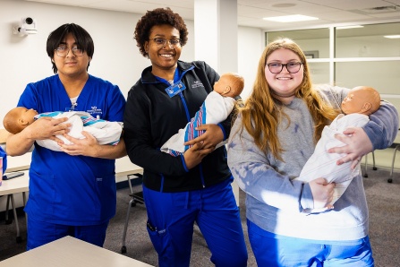 Nursing students participate in a skill expo during the start of the spring semester in January 2026 in Wende Hall.