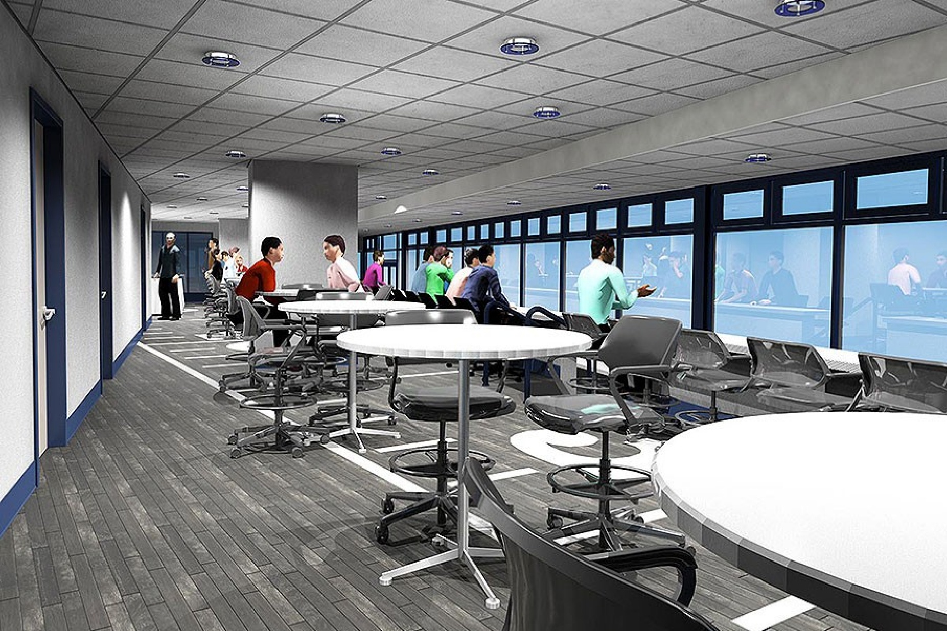 Rendering of Edmond J. Gicewicz Club interior in UB Stadium. 