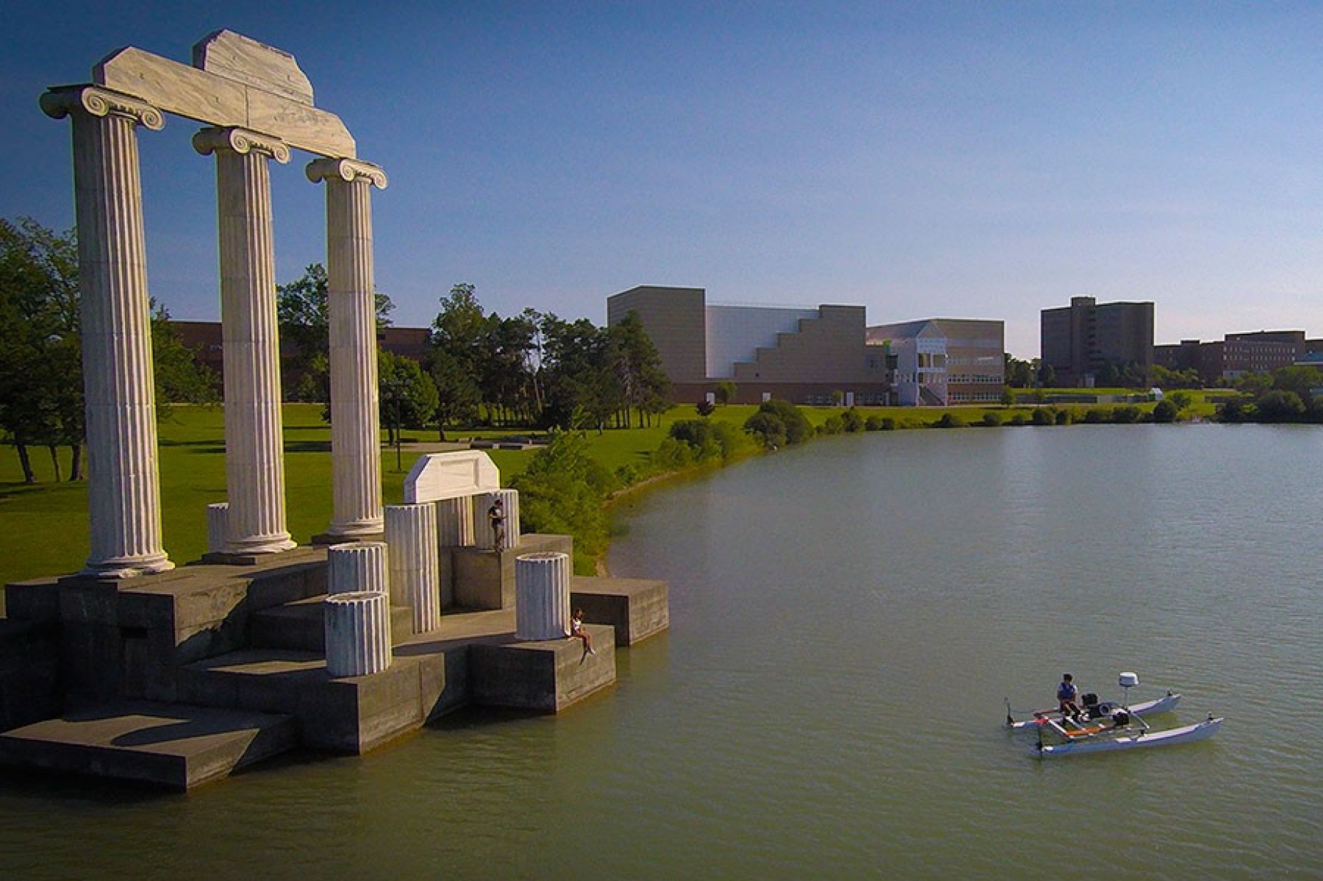 Shane Nolan and Alex Zhitelzef on Lake LaSalle.