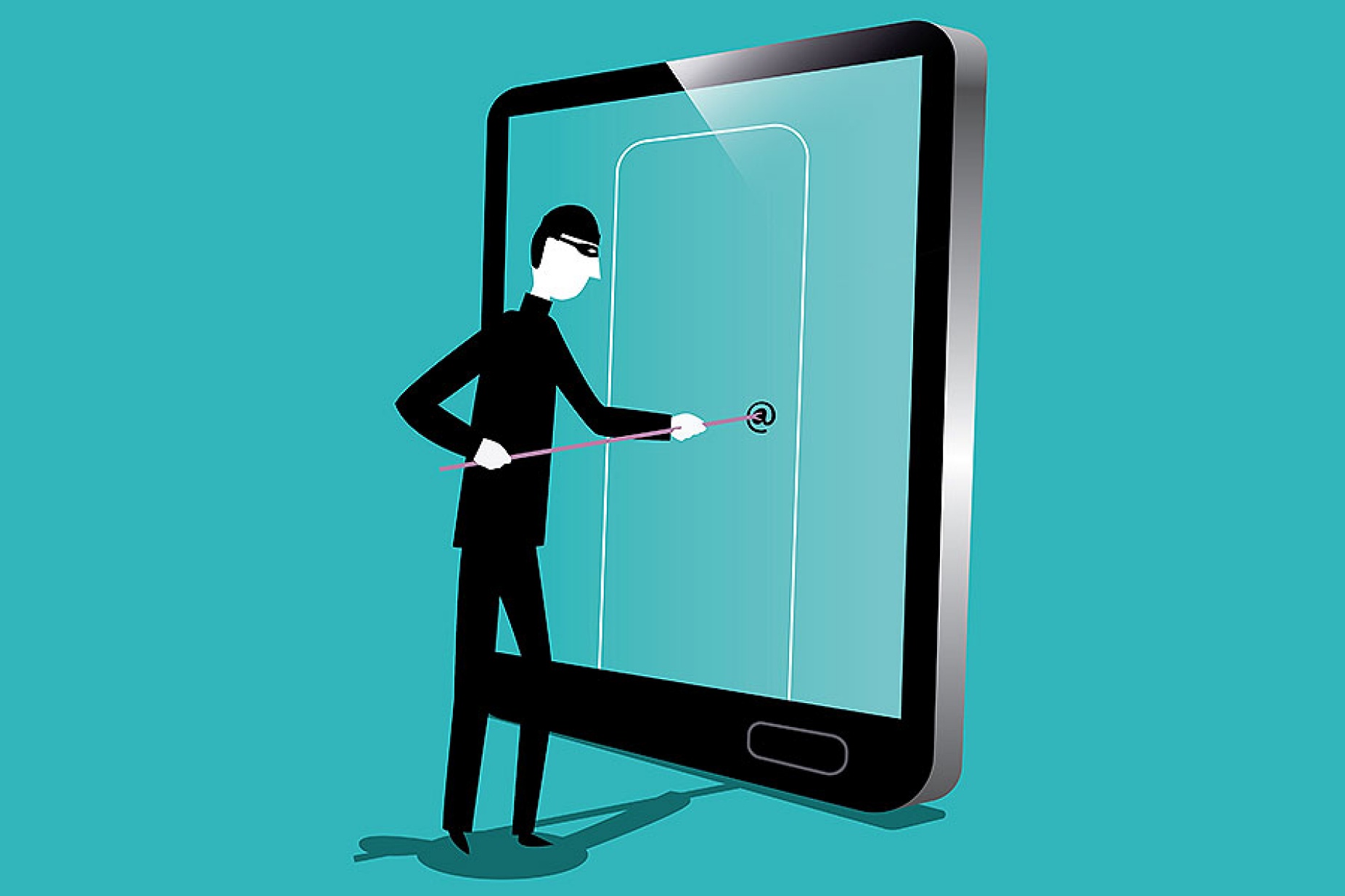 cartoon drawing of a phishing attack. 