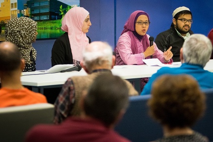 Zoom image: The panelists said the great diversity of the UB community has made accepting differences much easier &mdash; or even a non-issue. Photo: Chad Cooper 