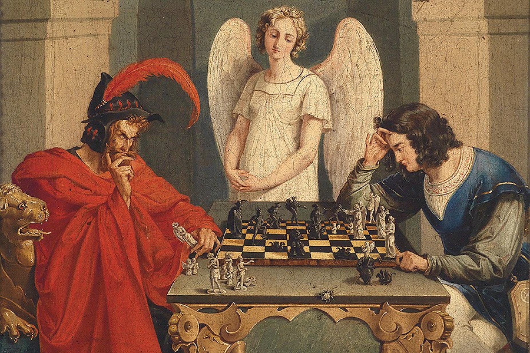 Faust und Mephisto beim Schachspiel, oil on canvas, Friedrich August Moritz Retzsch. 