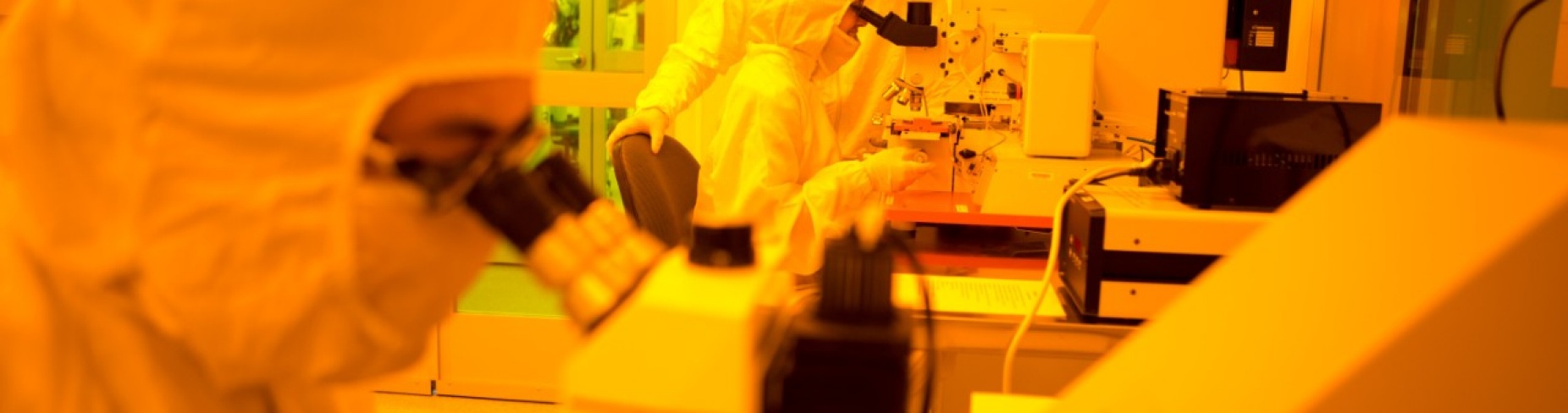 UB researchers inside the clean room at Davis Hall.