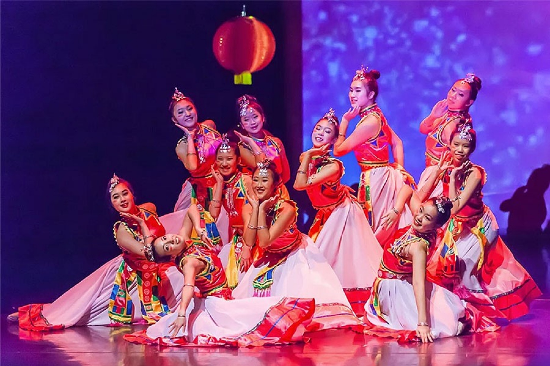 Traditional dancers perform at the celebration of the Chinese New Year. 