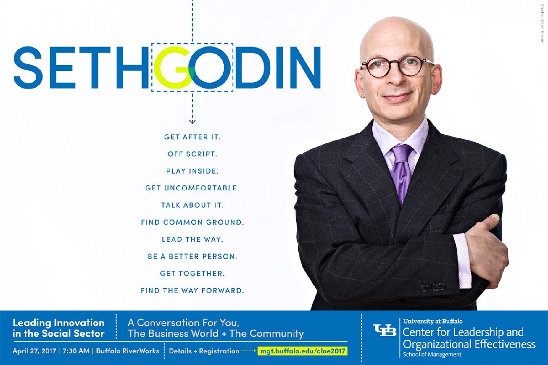Zoom image: Seth Godin, author of 18 best-selling books on such subjects as the post-industrial revolution, the way ideas spread, marketing and leadership, will be the keynote speaker for the Center for Leadership and Organizational Effectiveness's conference, “Leading Innovation in the Social Sector.” 