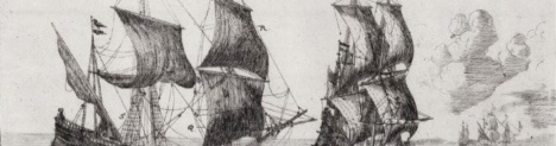 image taken from Folger Institute symposium poster -- two 19th century sailing ships.