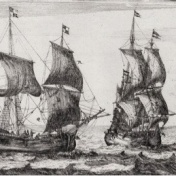 image taken from Folger Institute symposium poster -- two 19th century sailing ships. 