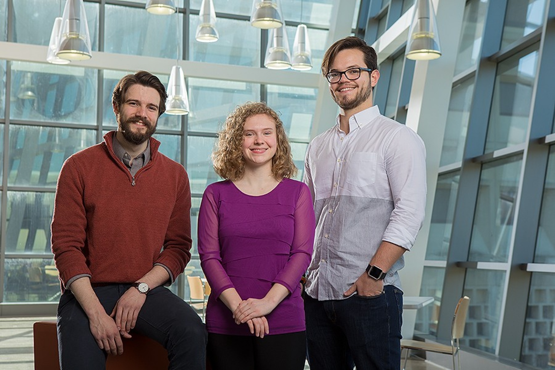 (i-r) Walker Gosrich and Anne Fortman, Barry Goldwater scholarship winners and Andrew Stewart received an honorable mention from the Goldwater selection committee. 