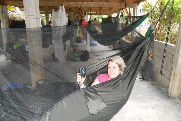 Zoom image: One of the more difficult aspects of the trip for many team members was getting used to sleeping in hammocks. 