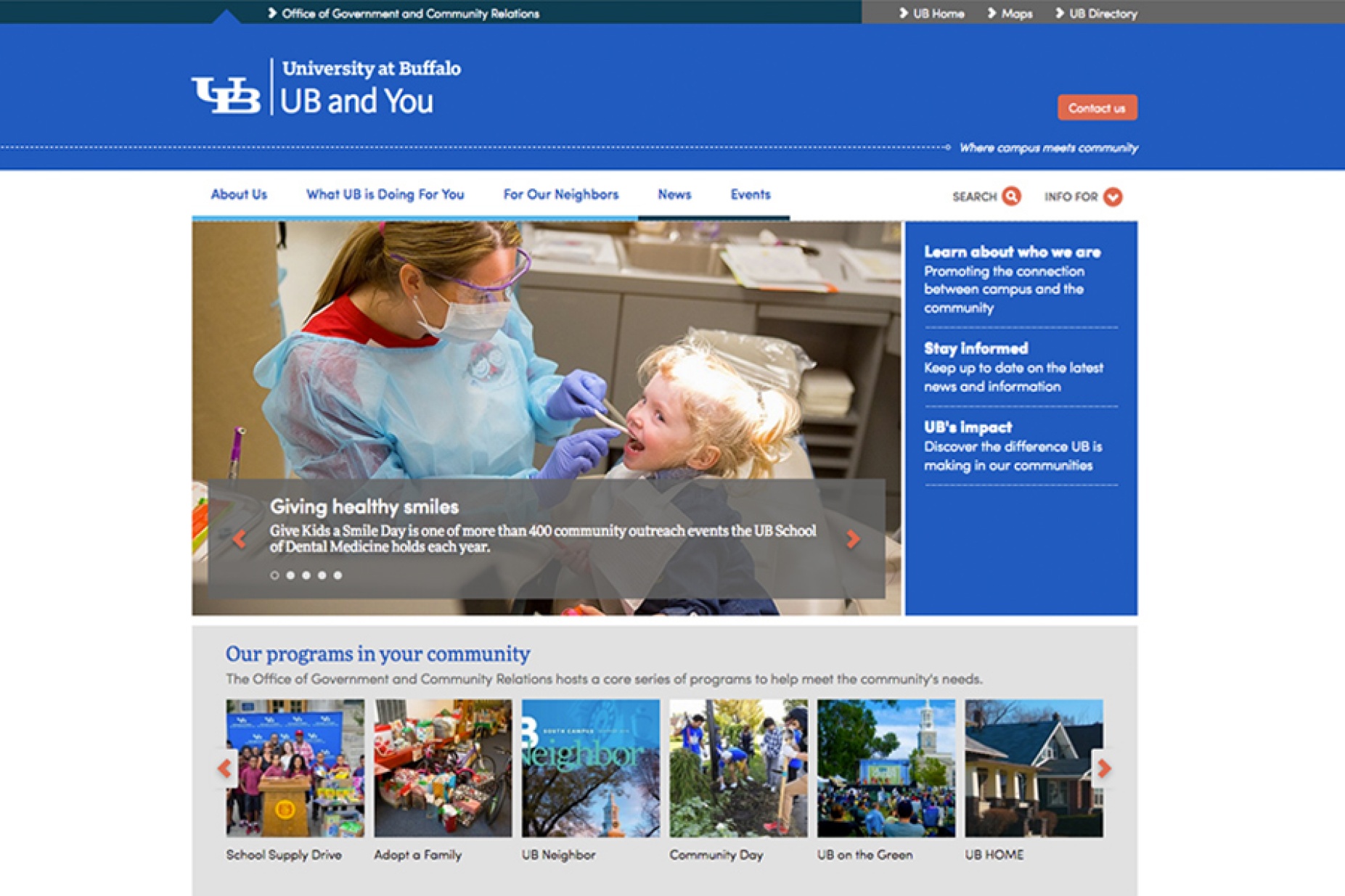 Screenshot of UB and You website. 