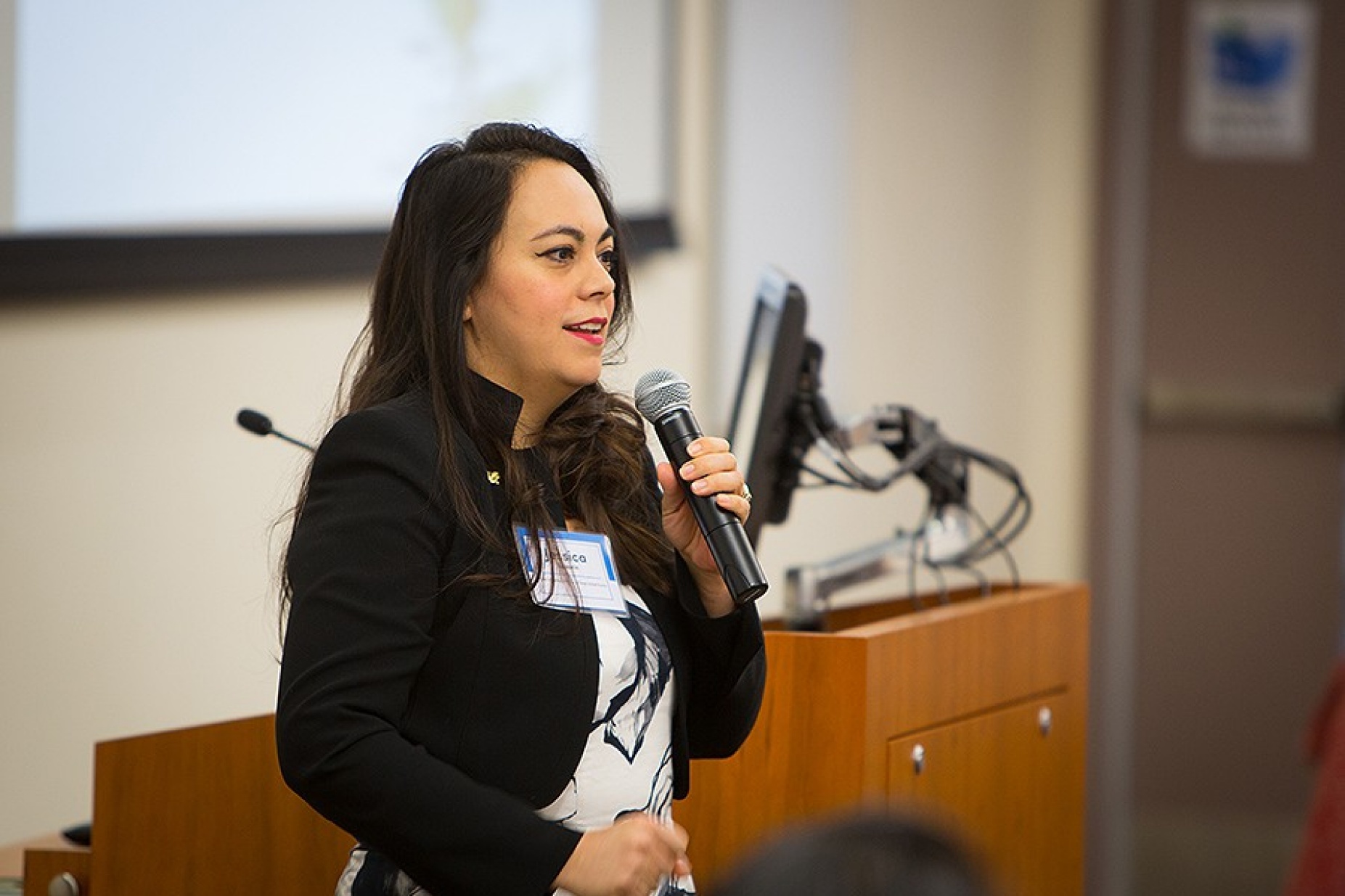 Jessica Lazarin, director of the city of Buffalo&rsquo;s Office of New Americans, shares her perspectives during the summit. 