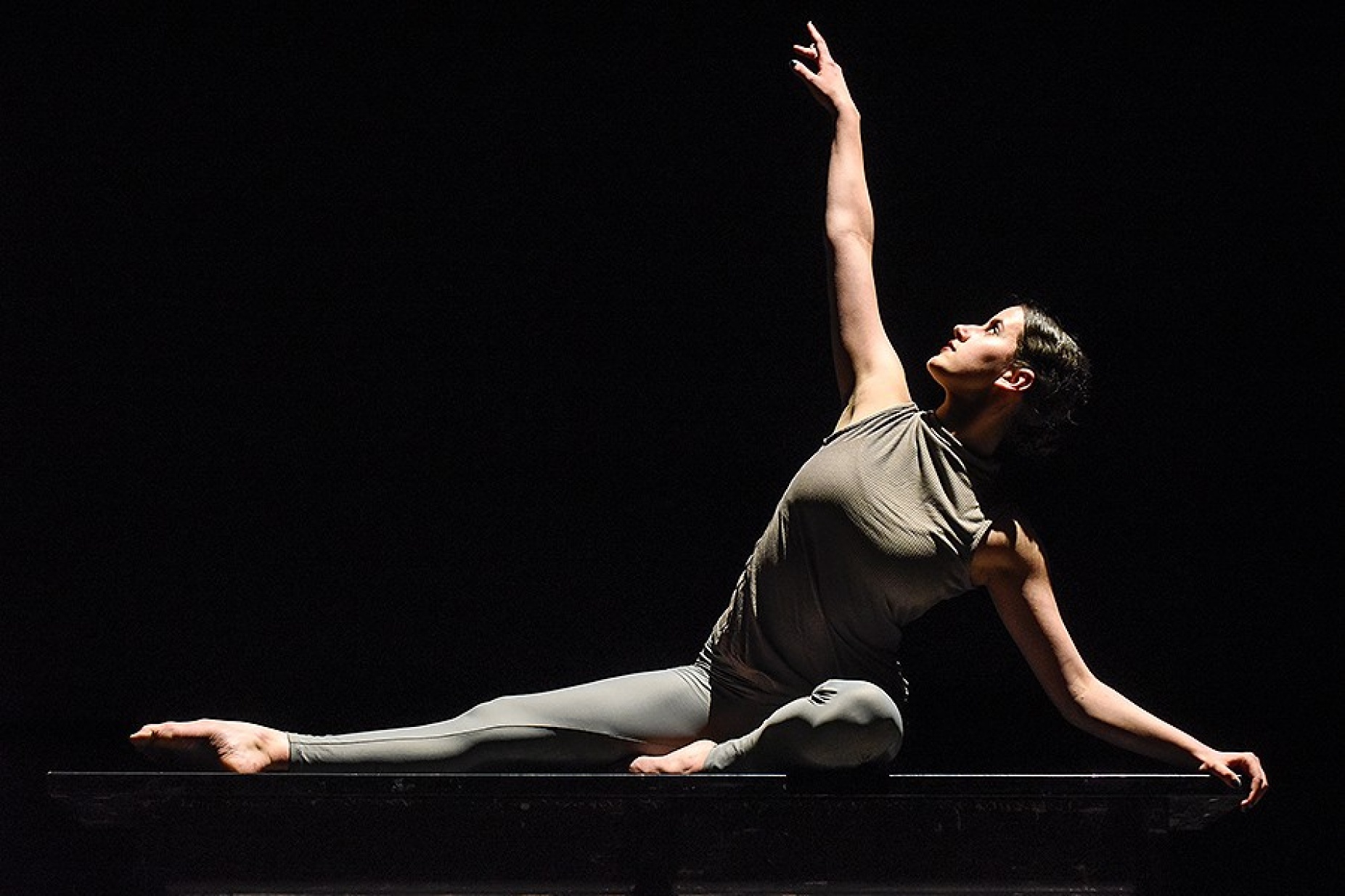 dance major Haley Bjorn on the stage performing “Entrance”. 
