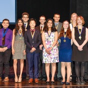 Chancellor's award winners on stage at the Celebration of Student Academic Excellence. 