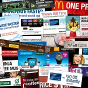 Photo composition of various pop-up web ads. 