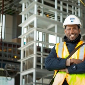 Robert Barnette inside the new medical school building. 