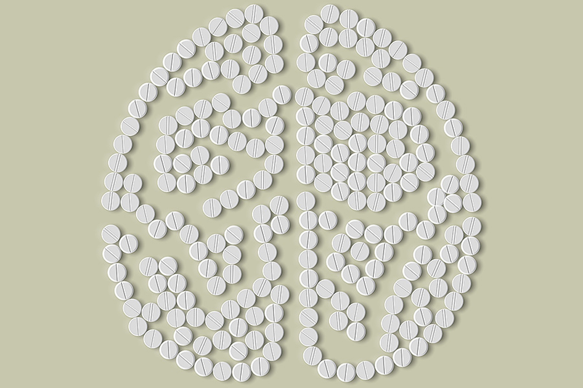 Conceptual illustration of non-prescription Ritalin use and it's affects on the brain. 