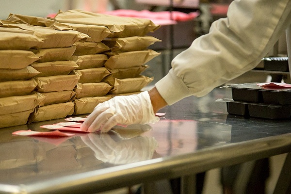 Zoom image: The packaged meals await distribution at Meals on Wheels for WNY. Photo: Meredith Forrest Kulwicki 