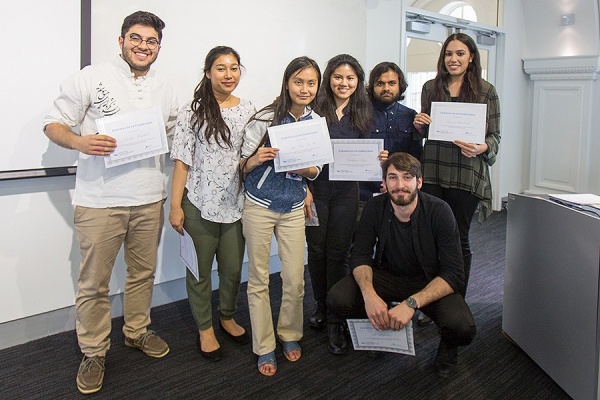 Zoom image: &quot;The Undividables&quot; (from left): Arsalan Haghdel, Noshin Ahmed, Aye Ba Na Sa, Kathleen Lau, Sadat Khan, Anmol Bambrah and Ali Kayahan. Photo: Meredith Forrest Kulwicki 