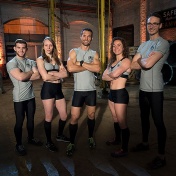 SPARTAN: ULTIMATE TEAM CHALLENGE -- Season: 2 -- Pictured: The Mathletes (l-r)Trevor Bernard, Zoe Herrick, Kyle "Wooch" Graff, Ellen Lutnick, Chris Komin -- (Photo by: Eli Joshua Ad&eacute;/NBC). 