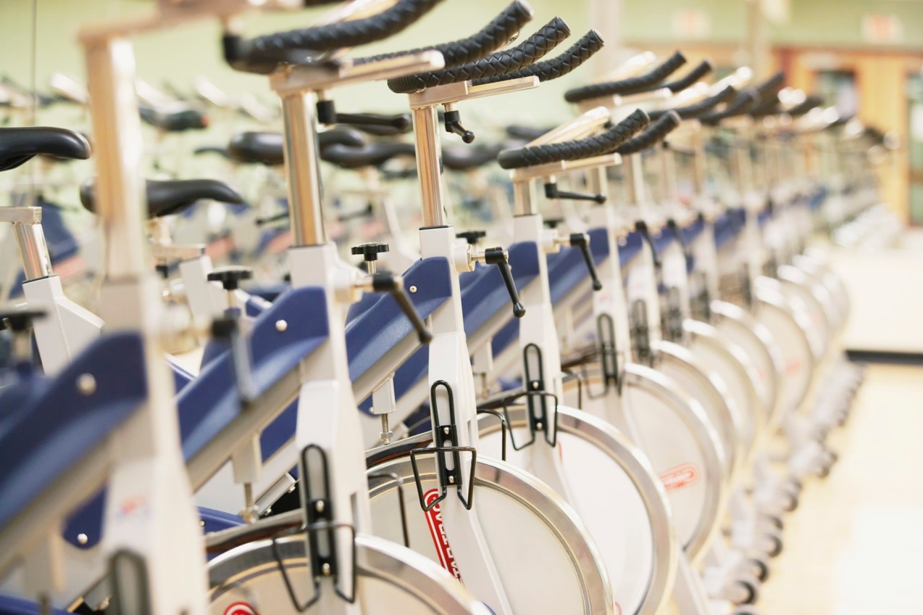 row of bikes. 