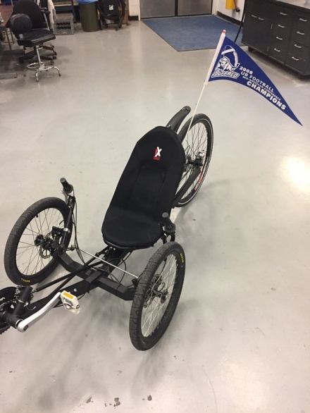 Close-up of Curtis Senf's trike. 