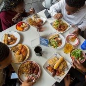 Students dining at the C3. 