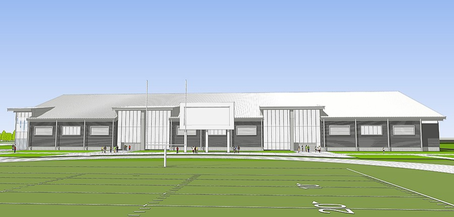 back view of fieldhouse. 