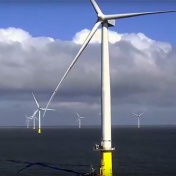 Video still of ocean wind turbines from the Sentient Science video. 