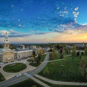 South campus panoramic featuring Hayes Hall. 
