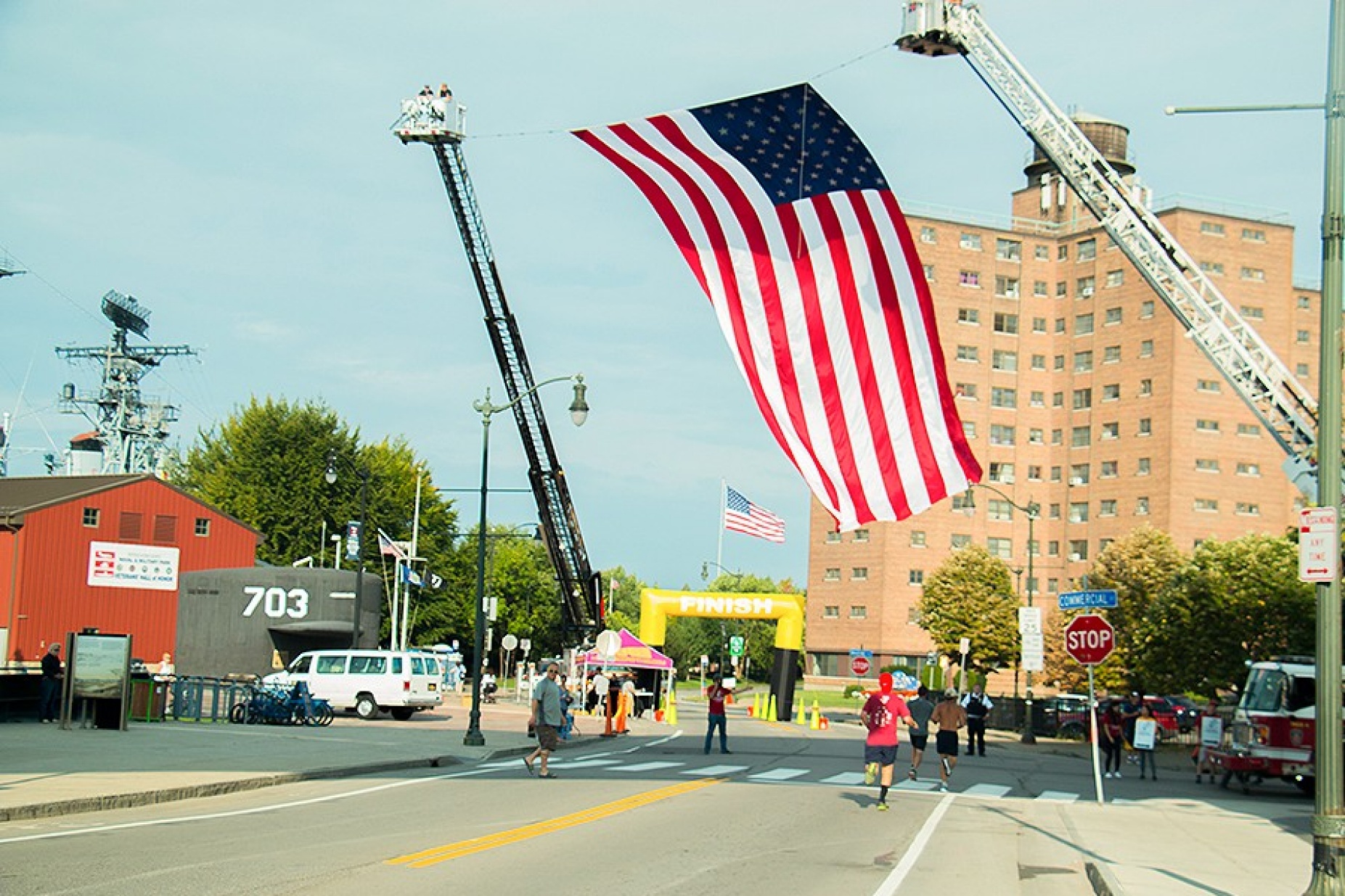The finish line for the 2016 Tunnel to Towers 5K Run & Walk Buffalo, held September 10 at Canalside. 