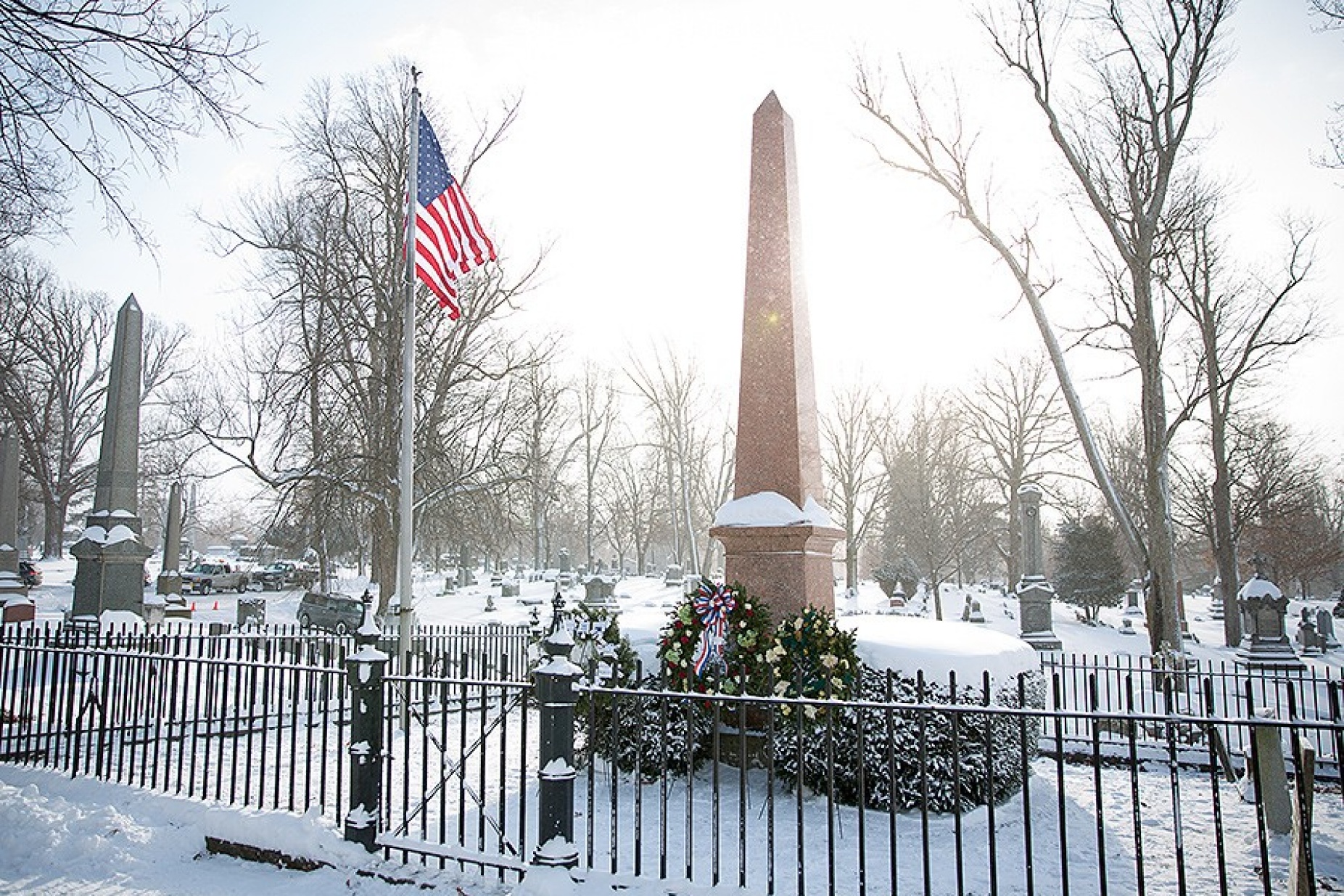 Wreaths were placed at Millard Fillmore's grave-site during the annual ceremony honoring the university's first chancellor and the nation's 13th president. 