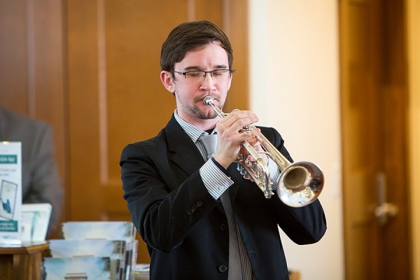 SUNY Fredonia student Matthew J. Caputy played taps during the ceremony. 