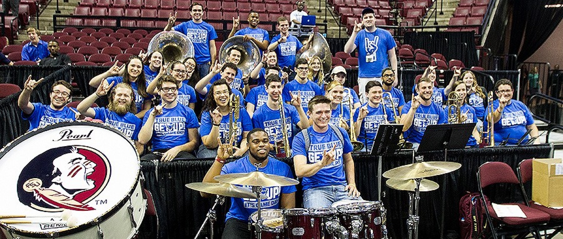 The Florida State Seminoles Band filled in for the UB Bulls women's game.