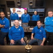 UB Athletics' Emmy-winning production group: Andy Quinn, Alex Odachowski, Boone Enser, Jon Fuller, Louie Spina, Brian Wolff. 