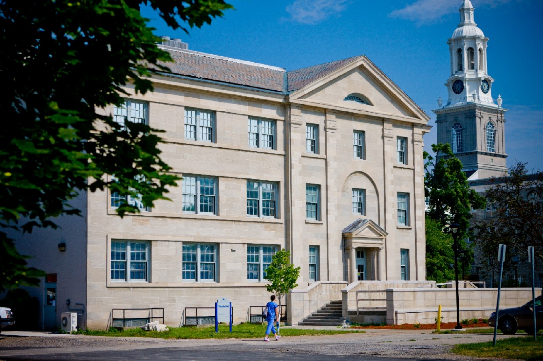 Front view of Wende Hall, home fo the school of Nursing. 