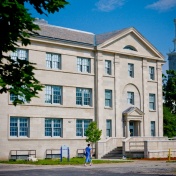 Front view of Wende Hall, home fo the school of Nursing. 